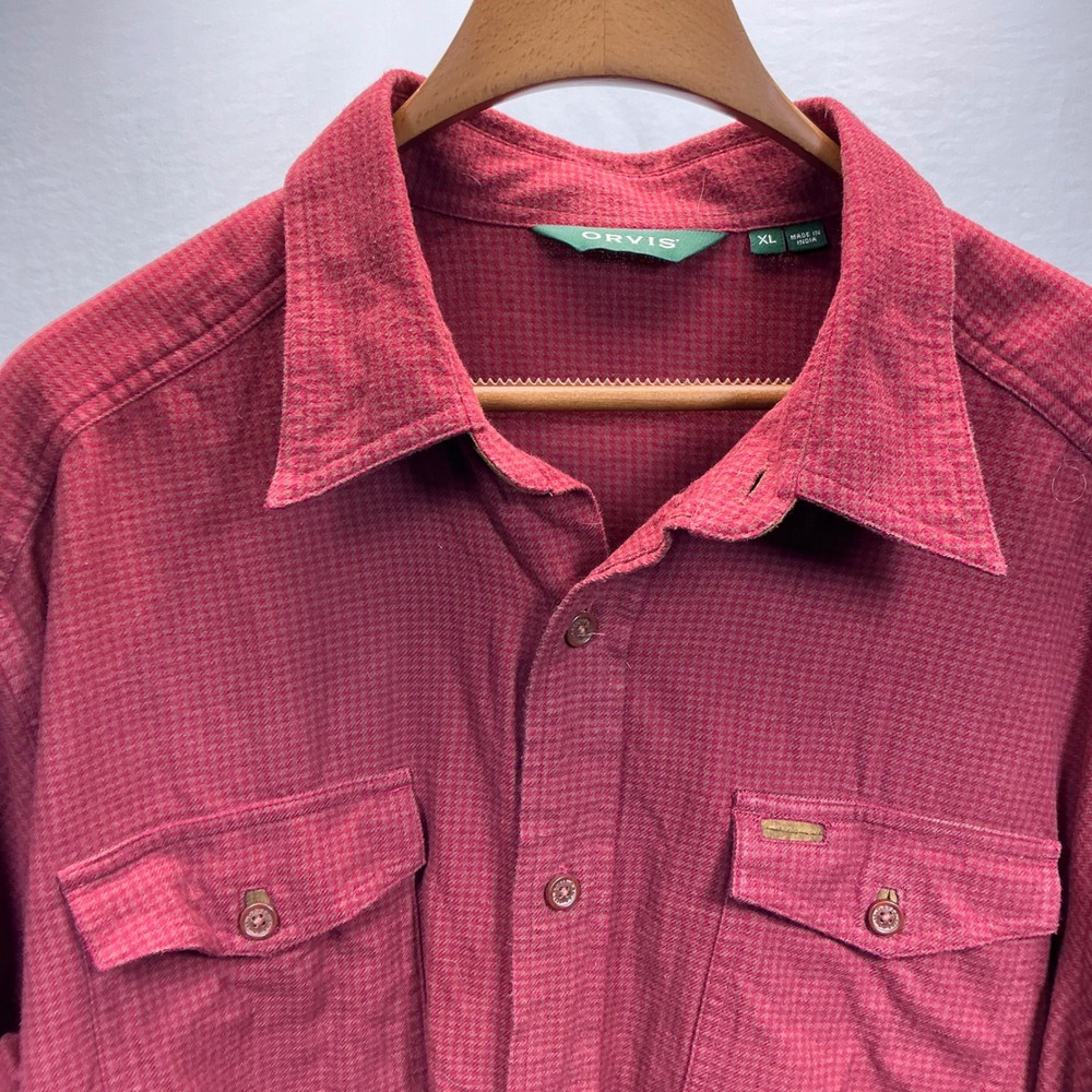 Orvis‎ Houndstooth Shirt Long Sleeve Button Up Casual Work XL